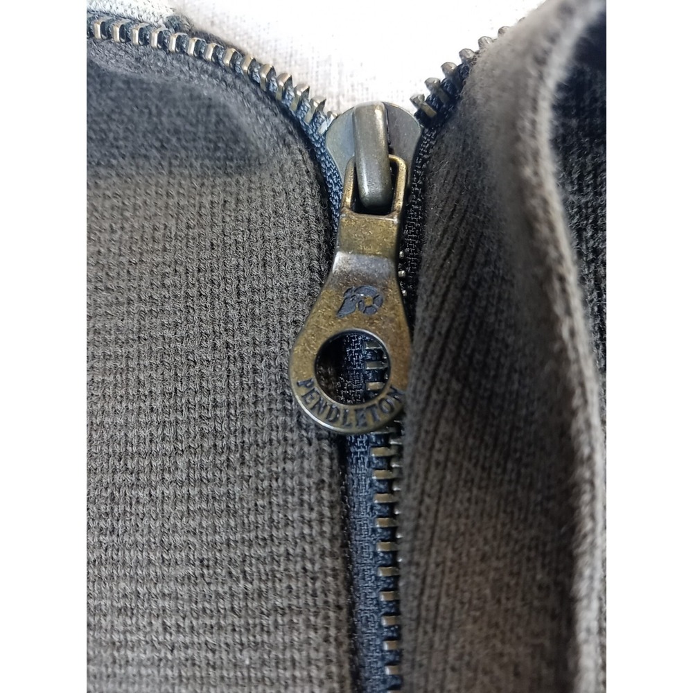 VTG Pendleton Sweater Men's Size Large 1/4 Zip Mock Neck Olive Green Sweater 90s - Picture 6 of 10